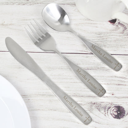 Personalised 3 Piece Cross Cutlery Set - MK&JD Gifts