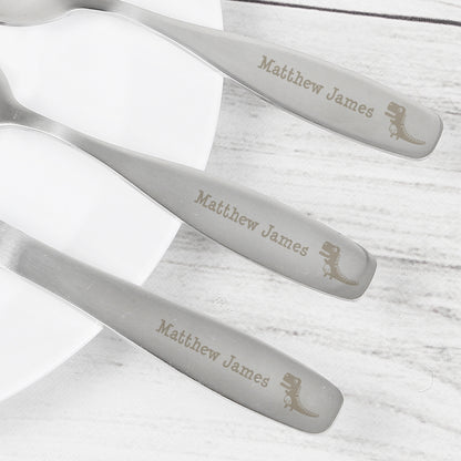 Personalised 3 Piece Dinosaur Cutlery Set - MK&JD Gifts