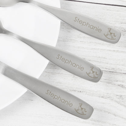 Personalised 3 Piece Rocking Horse Cutlery Set - MK&JD Gifts