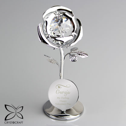 Personalised Swirls & Hearts Crystocraft Rose Ornament - MK&JD Gifts