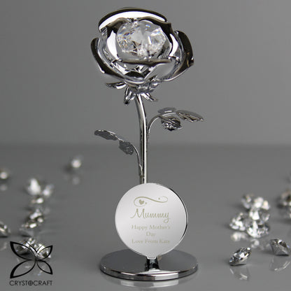 Personalised Swirls & Hearts Crystocraft Rose Ornament - MK&JD Gifts