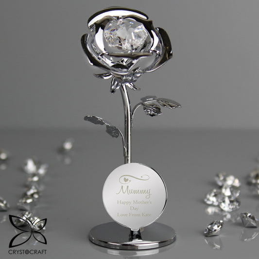 Personalised Swirls & Hearts Crystocraft Rose Ornament - MK&JD Gifts