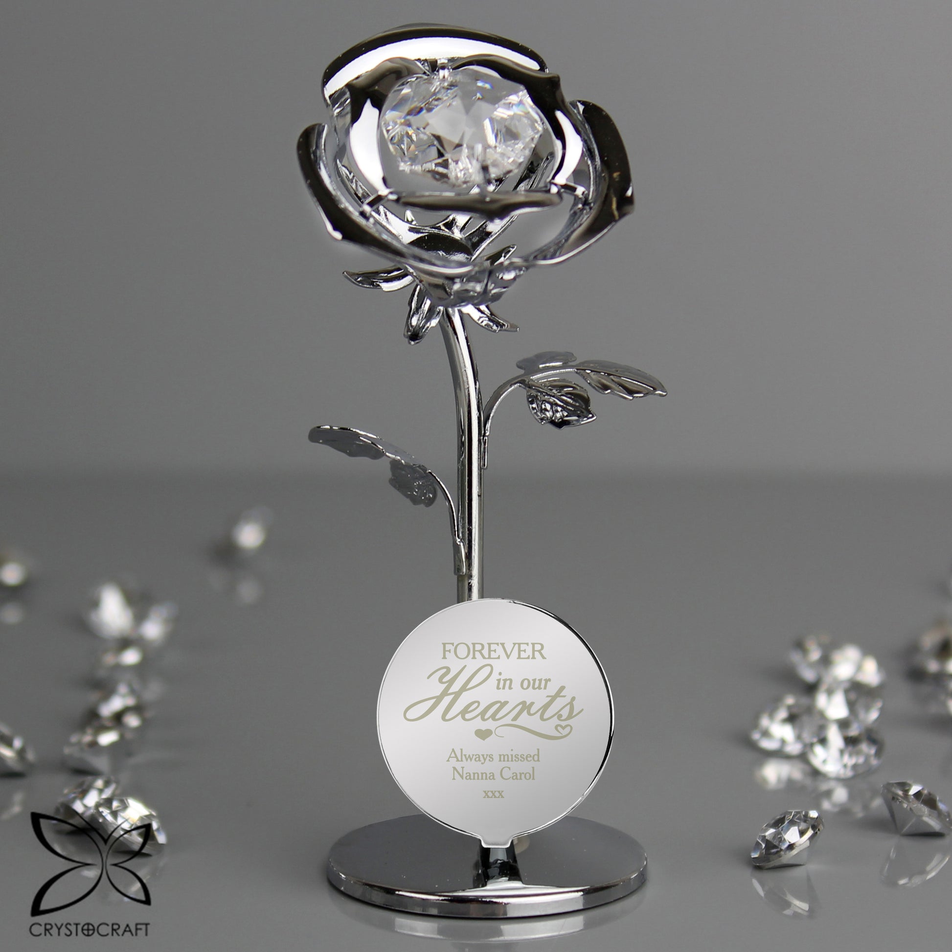 Personalised Forever in Our Hearts Crystocraft Rose Ornament - MK&JD Gifts