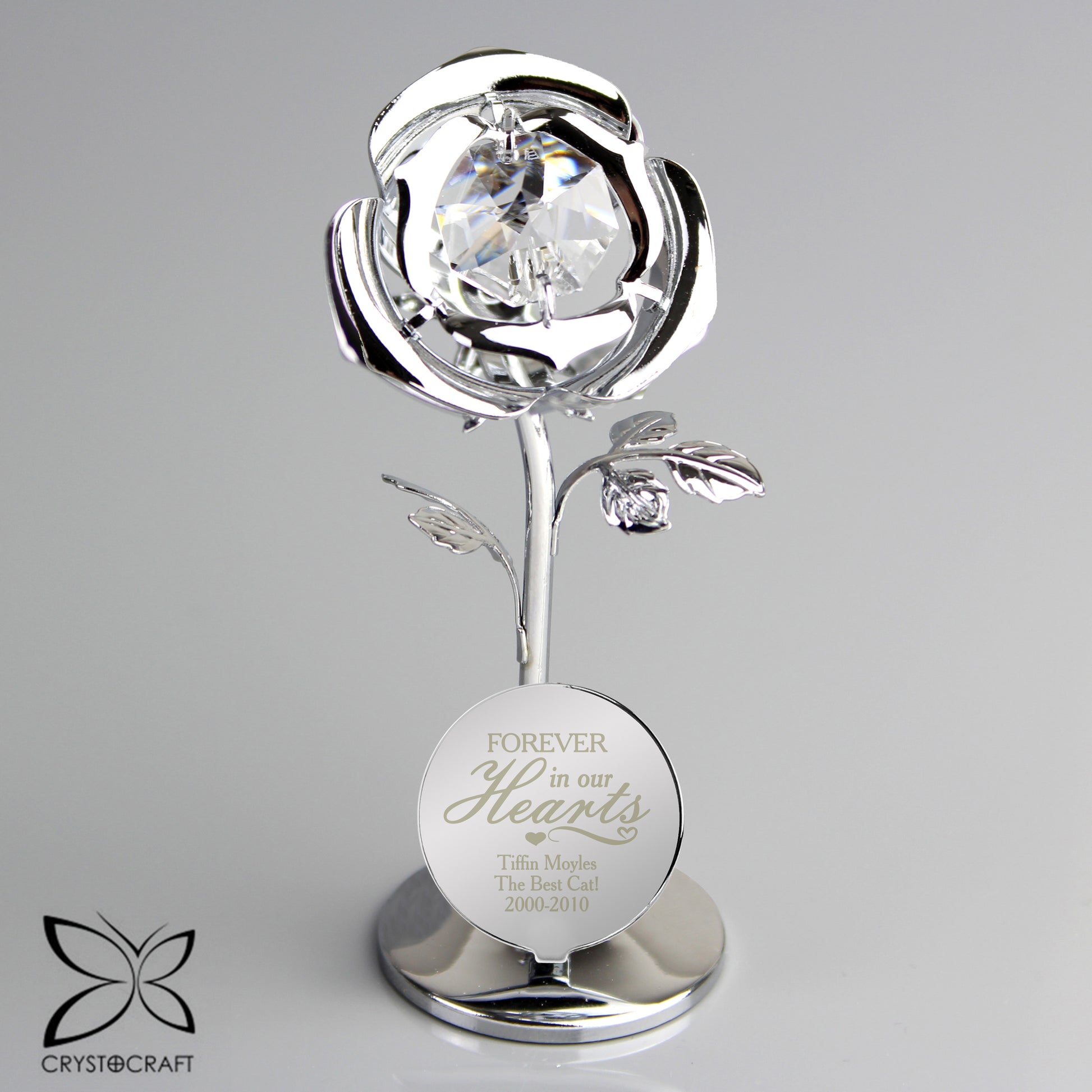 Personalised Forever in Our Hearts Crystocraft Rose Ornament - MK&JD Gifts