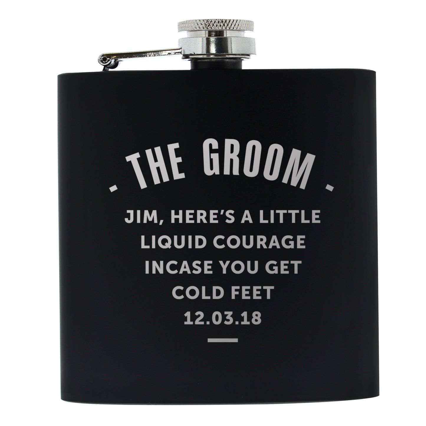 Personalised Any Message Black Hip Flask - MK&JD Gifts