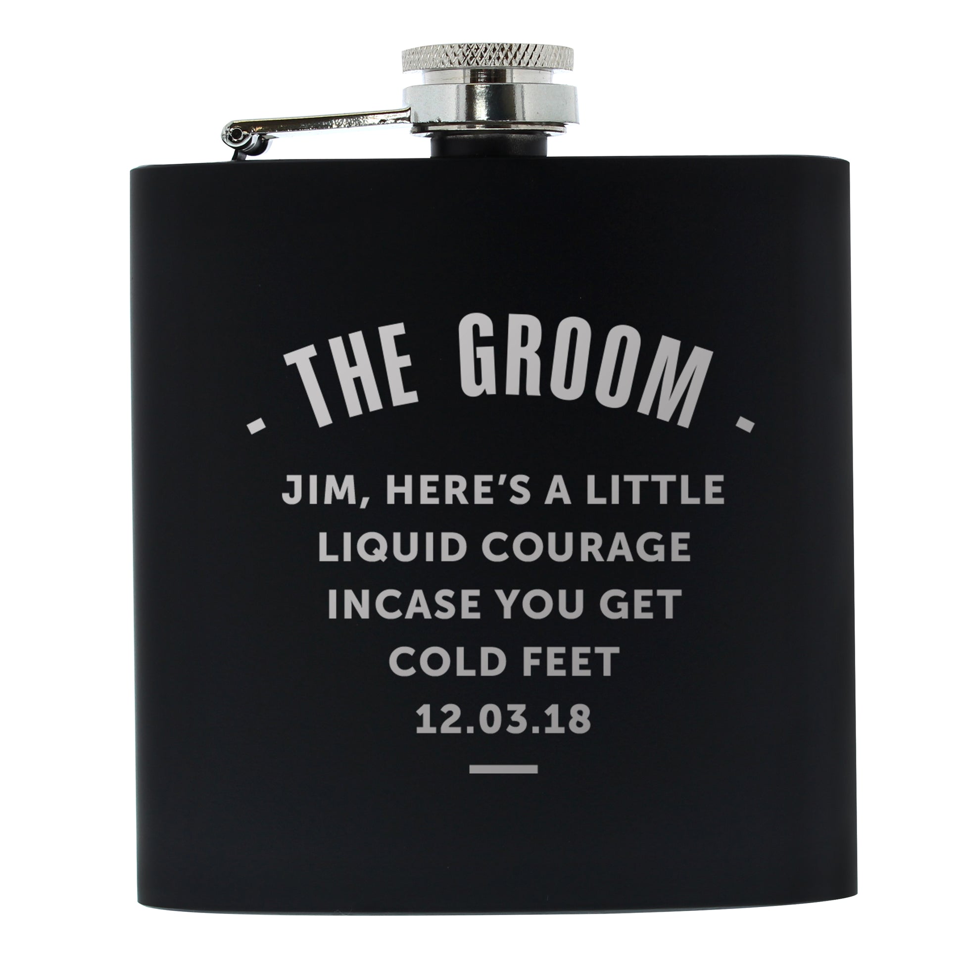 Personalised Any Message Black Hip Flask - MK&JD Gifts