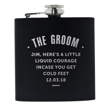 Personalised Any Message Black Hip Flask - MK&JD Gifts