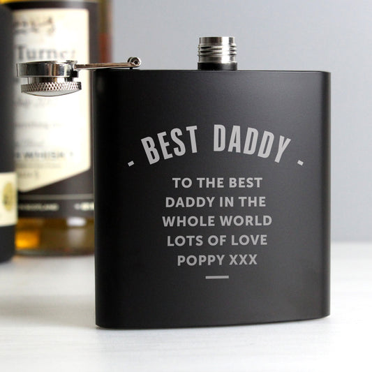 Personalised Any Message Black Hip Flask - MK&JD Gifts