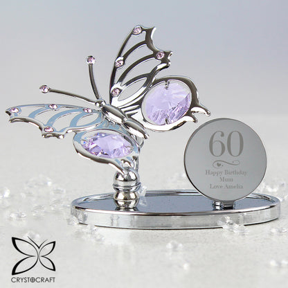 Personalised Swirls & Hearts Birthday Crystocraft Butterfly - MK&JD Gifts