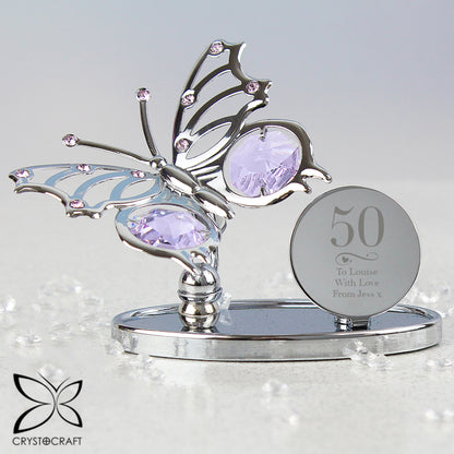 Personalised Swirls & Hearts Birthday Crystocraft Butterfly - MK&JD Gifts