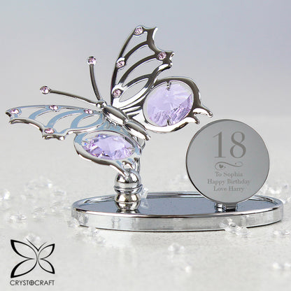 Personalised Swirls & Hearts Birthday Crystocraft Butterfly - MK&JD Gifts