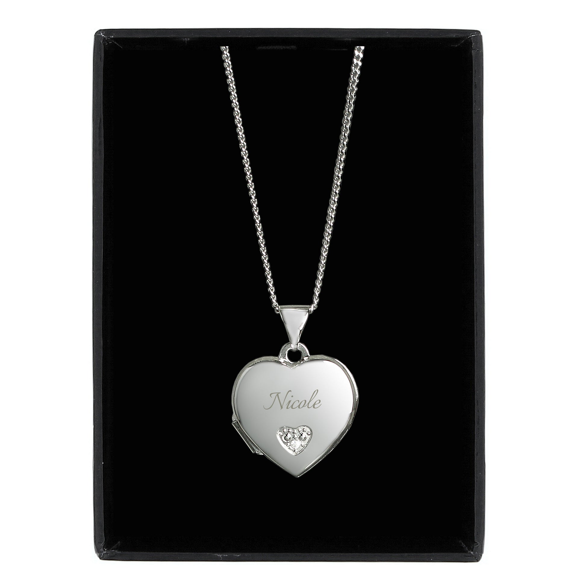 Personalised Children's Sterling Silver & Cubic Zirconia Heart Locket Necklace - MK&JD Gifts