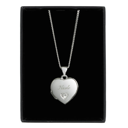 Personalised Children's Sterling Silver & Cubic Zirconia Heart Locket Necklace - MK&JD Gifts