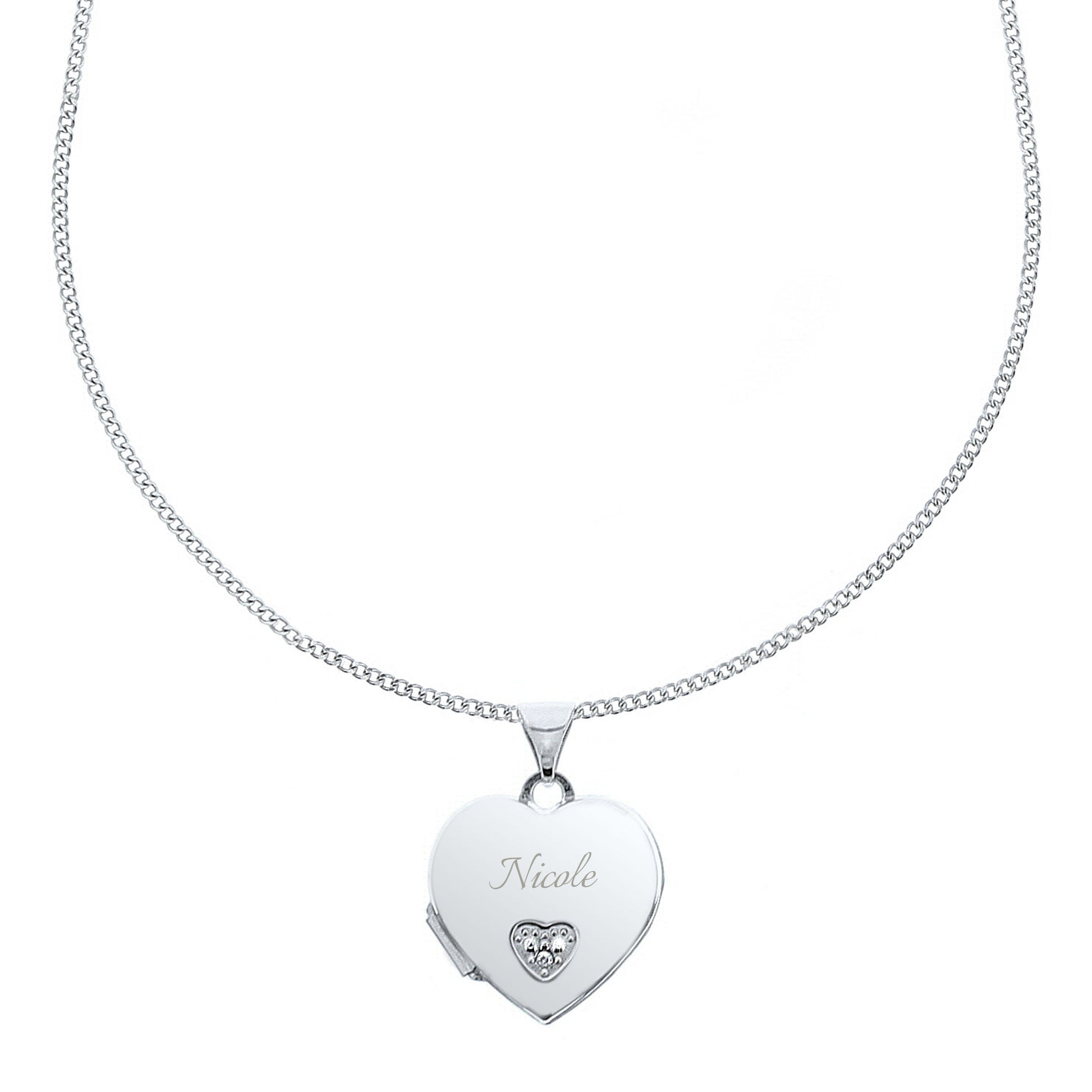 Personalised Children's Sterling Silver & Cubic Zirconia Heart Locket Necklace - MK&JD Gifts