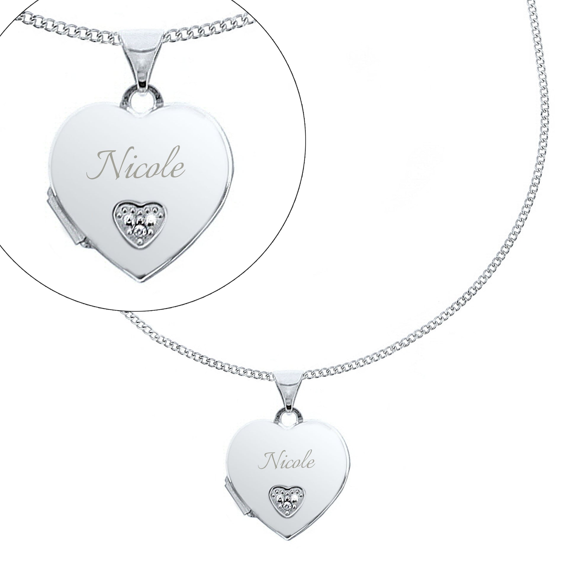 Personalised Children's Sterling Silver & Cubic Zirconia Heart Locket Necklace - MK&JD Gifts