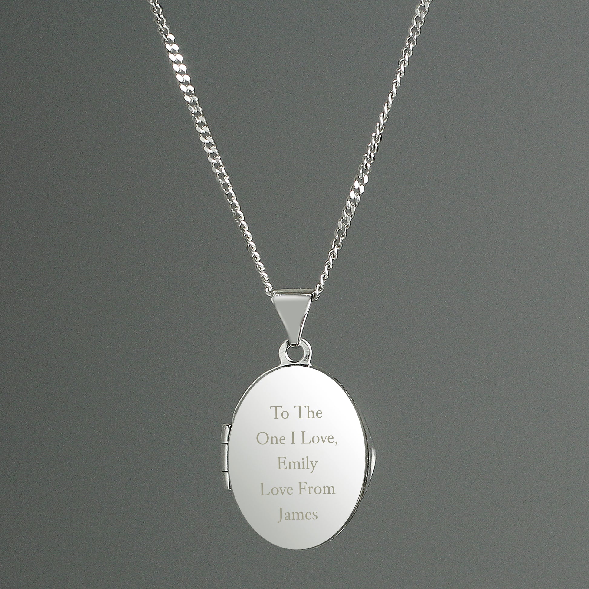 Personalised Sterling Silver Oval Locket Necklace - MK&JD Gifts