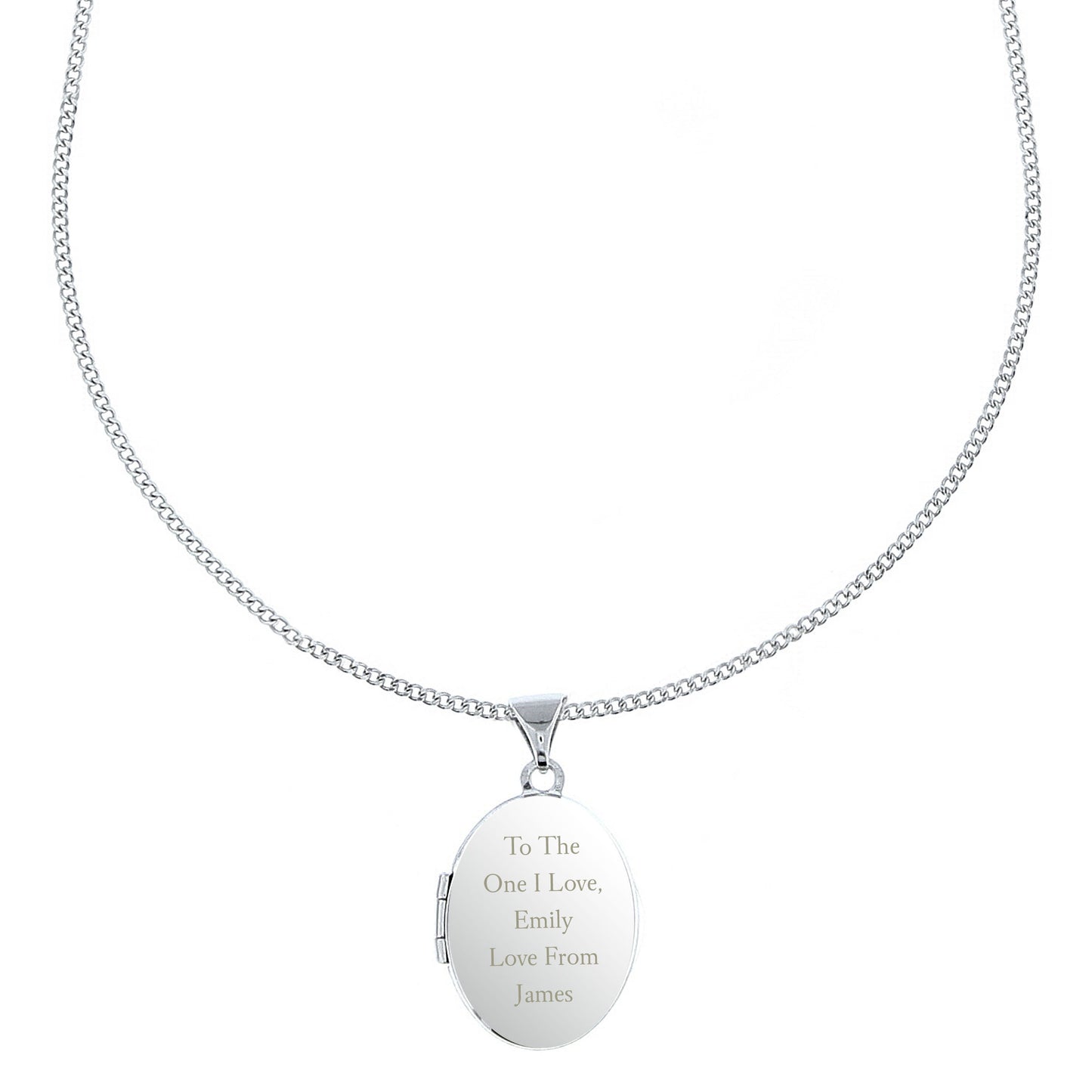 Personalised Sterling Silver Oval Locket Necklace - MK&JD Gifts