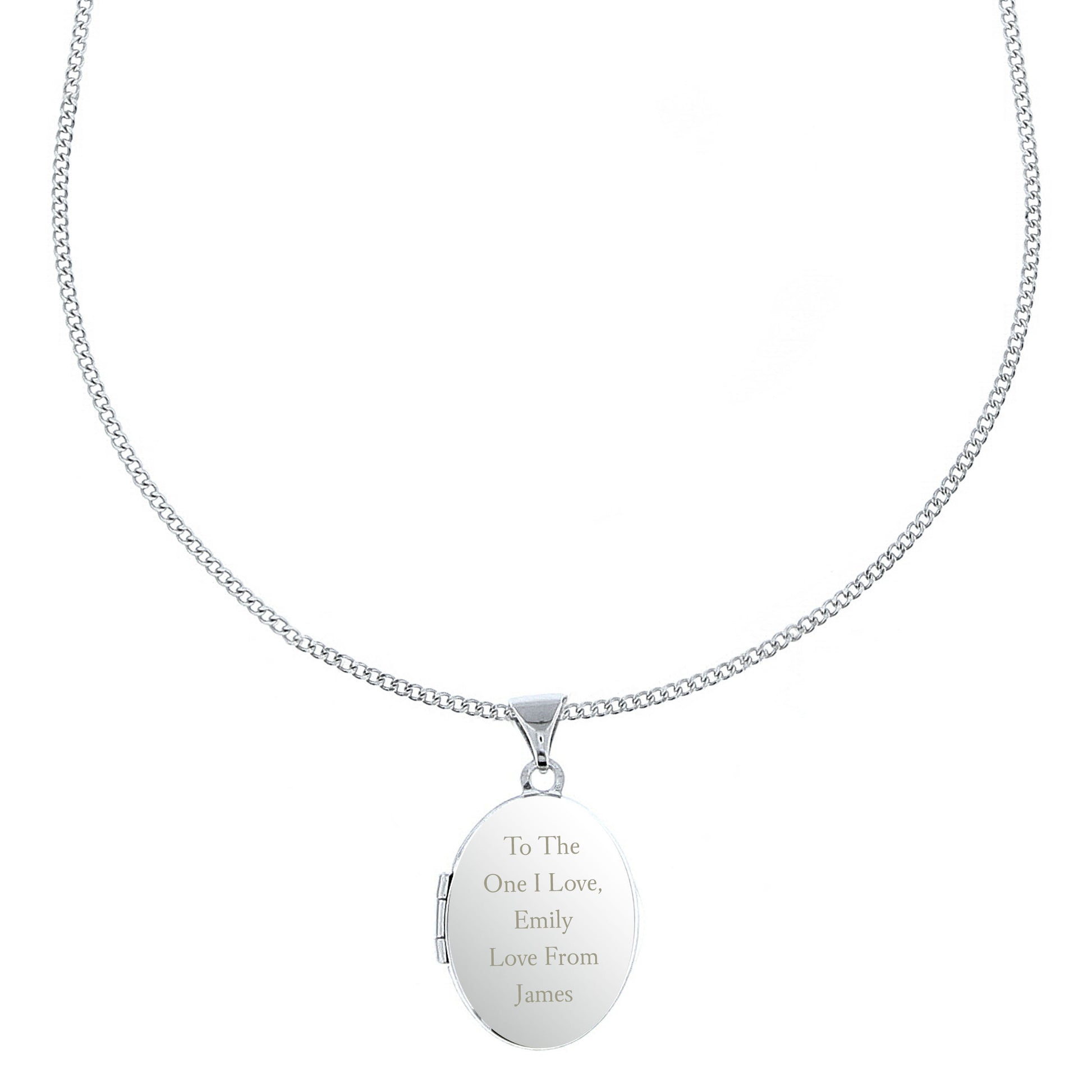 Personalised Sterling Silver Oval Locket Necklace - MK&JD Gifts