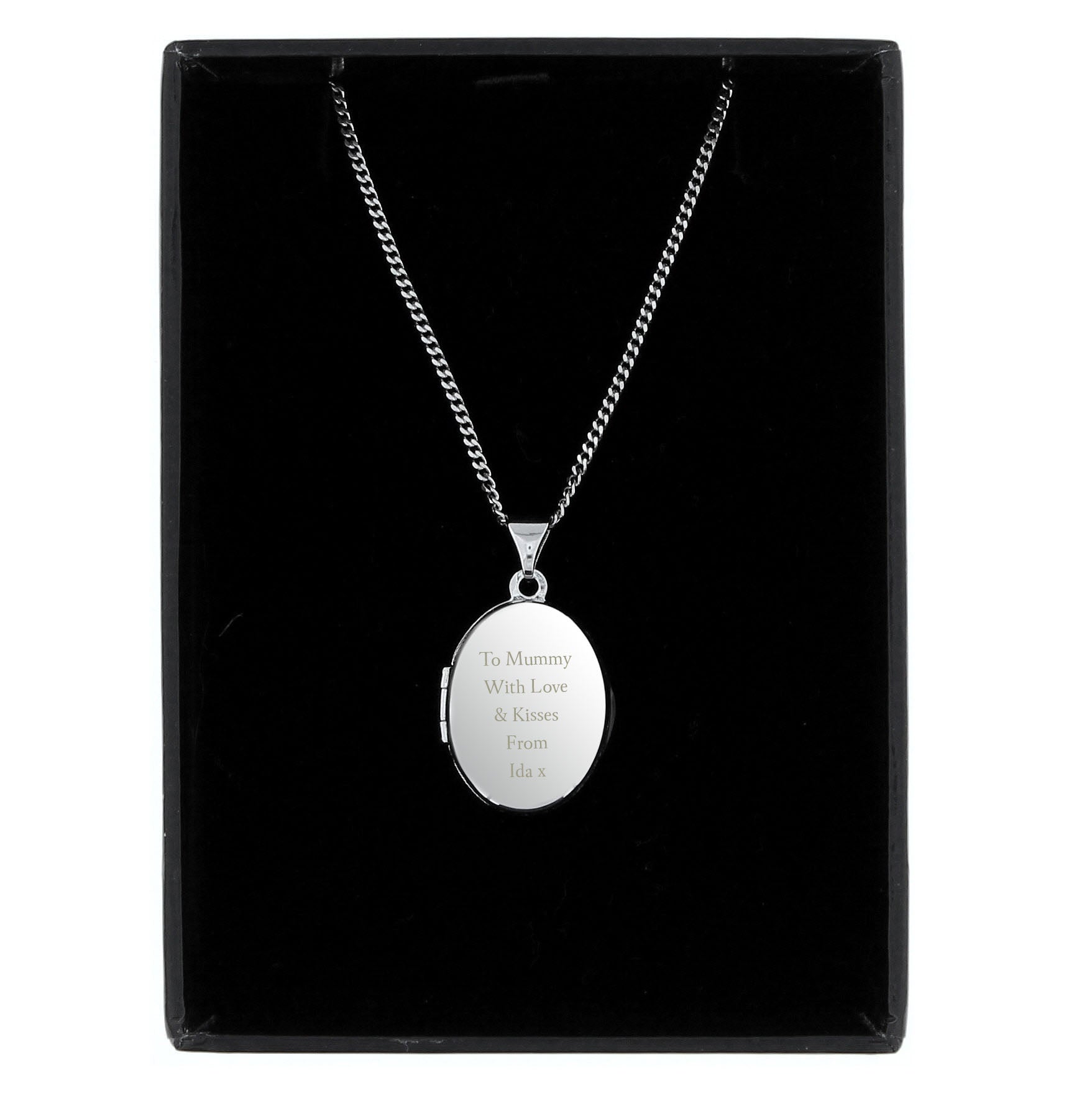 Personalised Sterling Silver Oval Locket Necklace - MK&JD Gifts