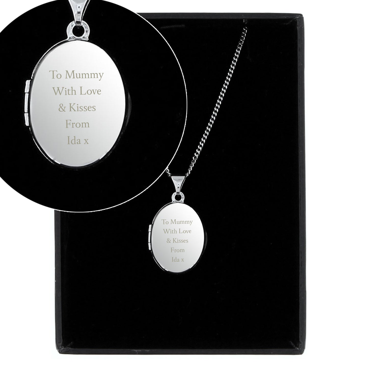 Personalised Sterling Silver Oval Locket Necklace - MK&JD Gifts
