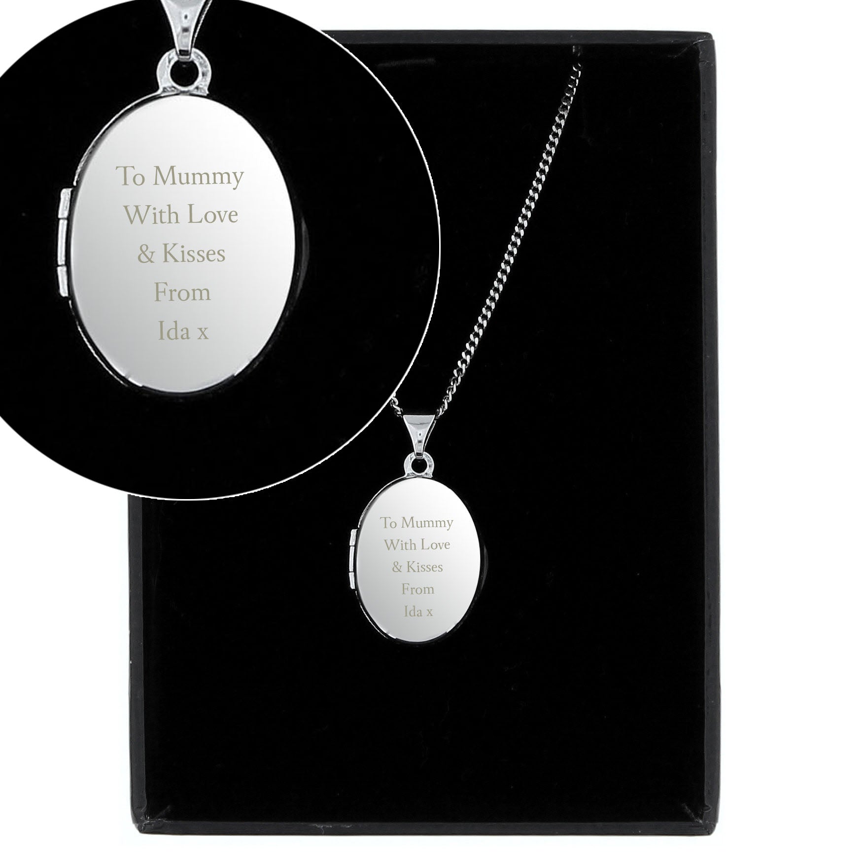 Personalised Sterling Silver Oval Locket Necklace - MK&JD Gifts