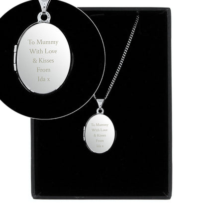 Personalised Sterling Silver Oval Locket Necklace - MK&JD Gifts