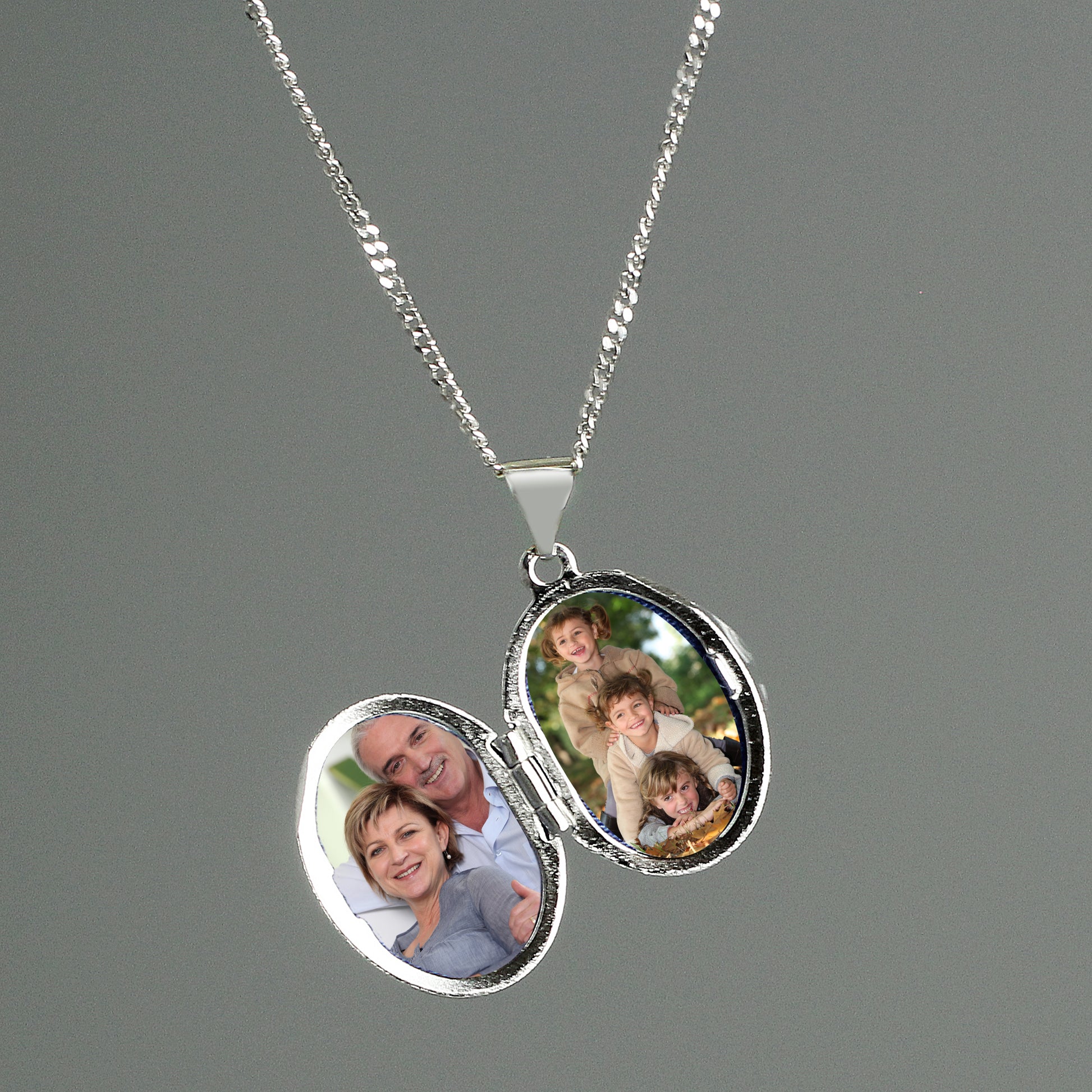 Personalised Sterling Silver Oval Locket Necklace - MK&JD Gifts