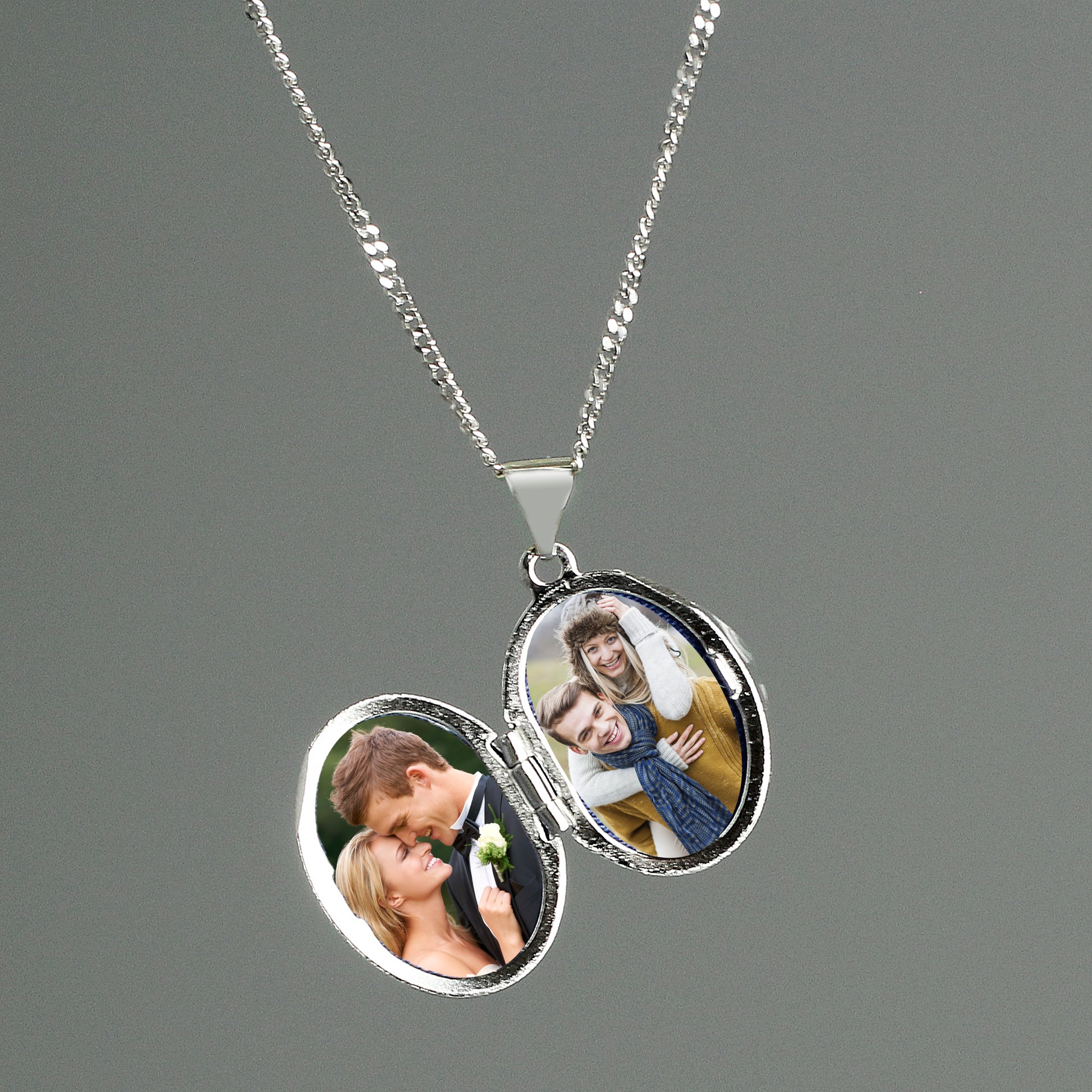 Personalised Sterling Silver Oval Locket Necklace - MK&JD Gifts