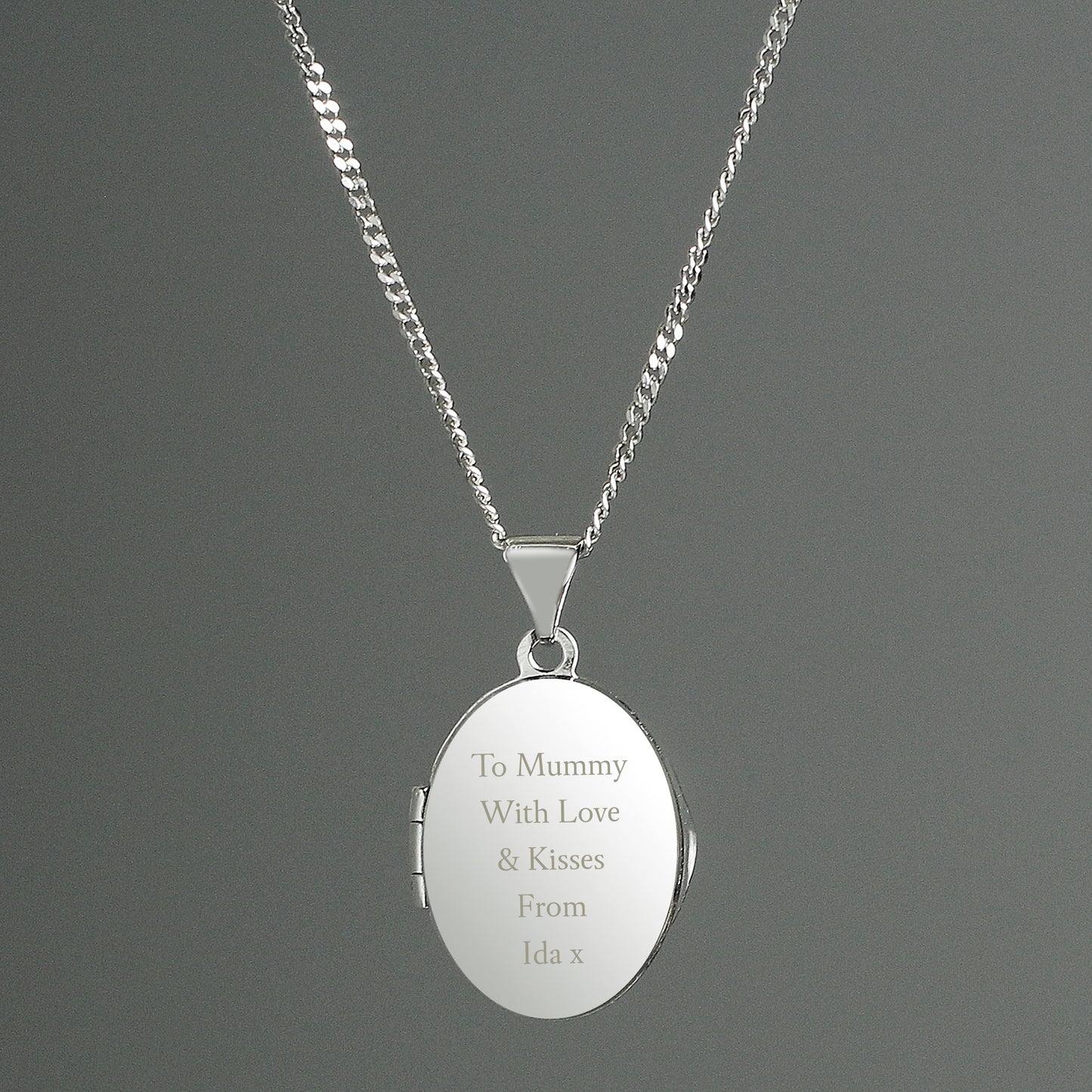 Personalised Sterling Silver Oval Locket Necklace - MK&JD Gifts