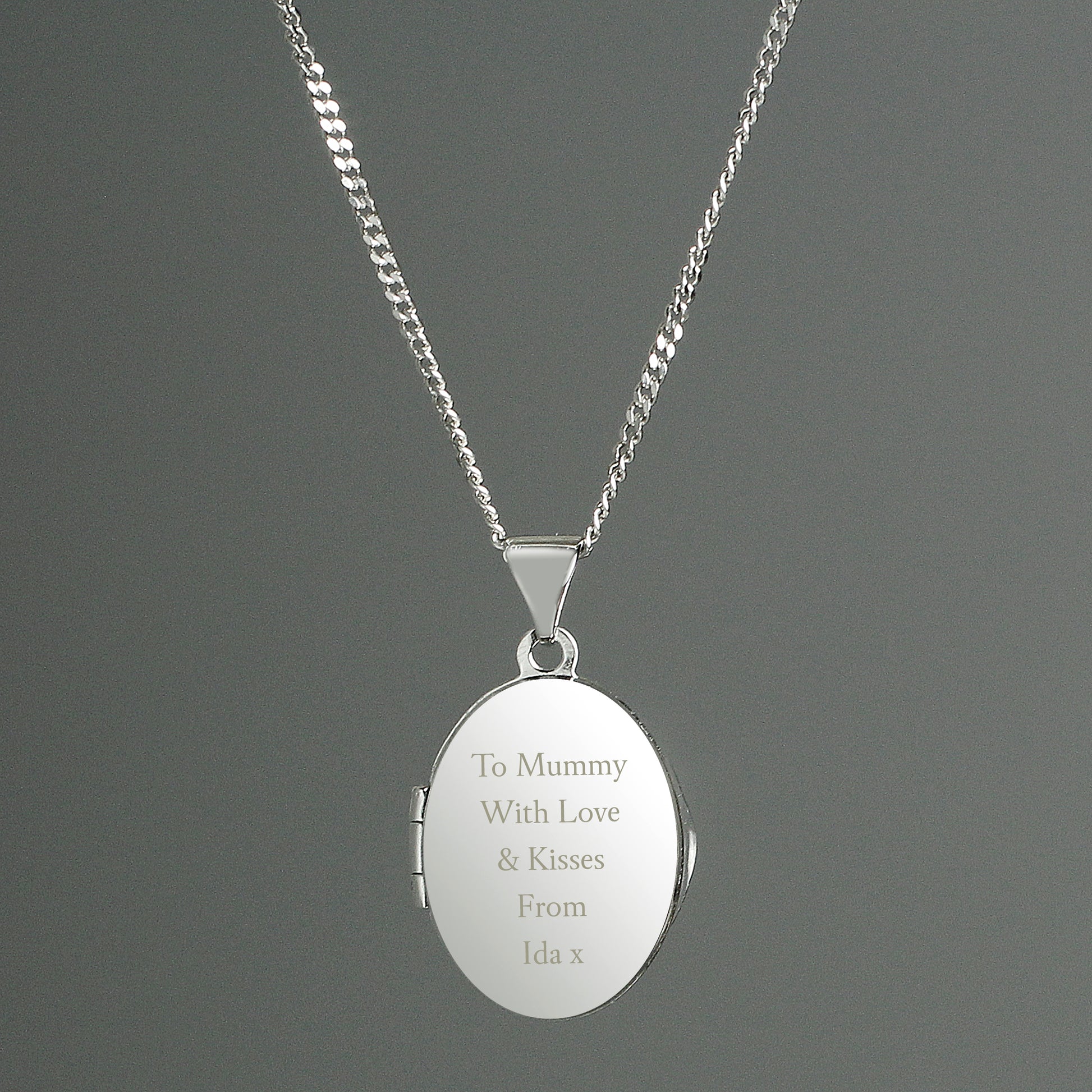 Personalised Sterling Silver Oval Locket Necklace - MK&JD Gifts
