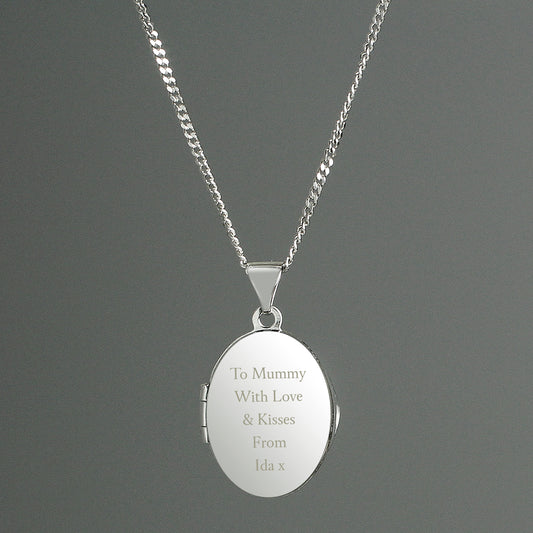 Personalised Sterling Silver Oval Locket Necklace - MK&JD Gifts