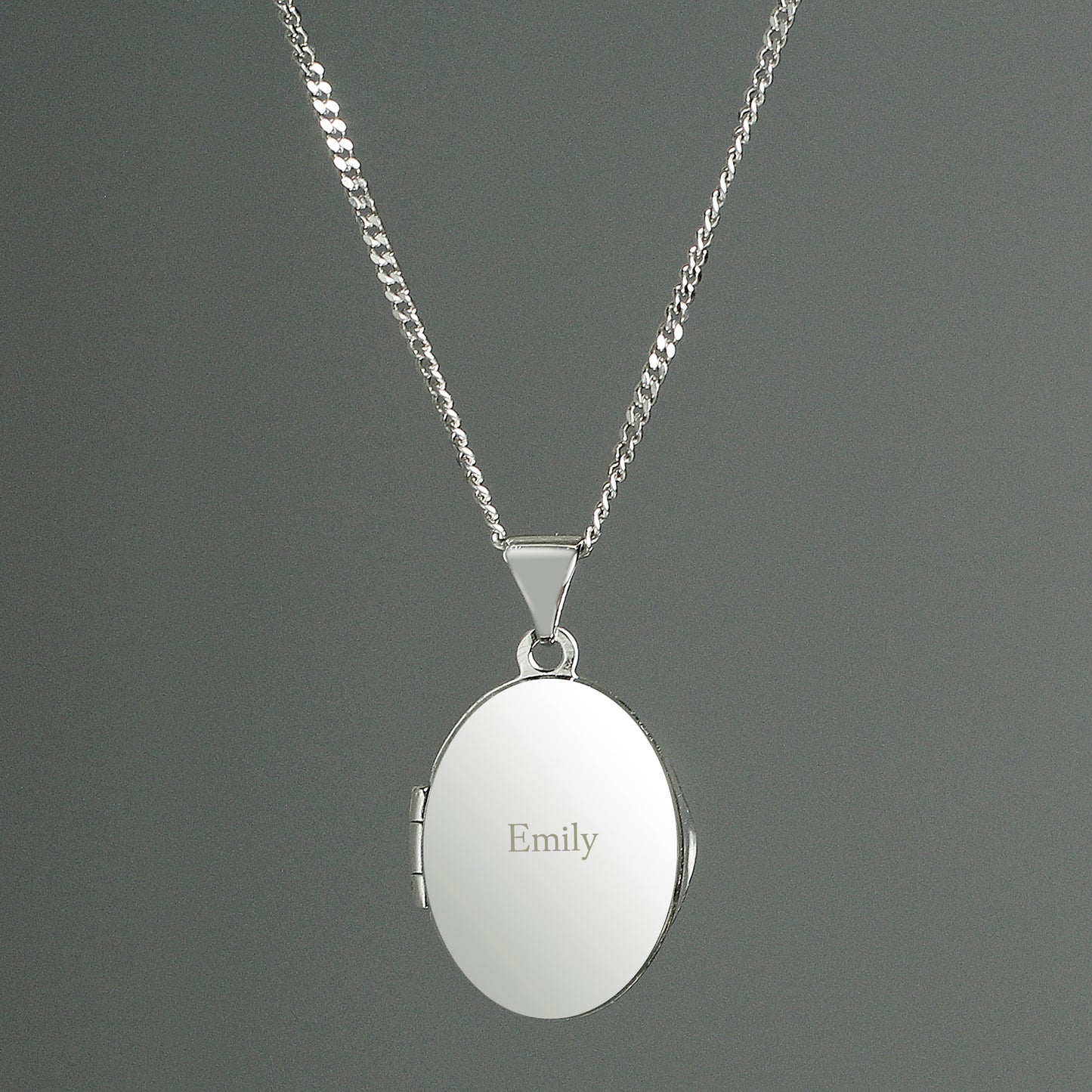 Personalised Name Only Sterling Silver Oval Locket Necklace - MK&JD Gifts