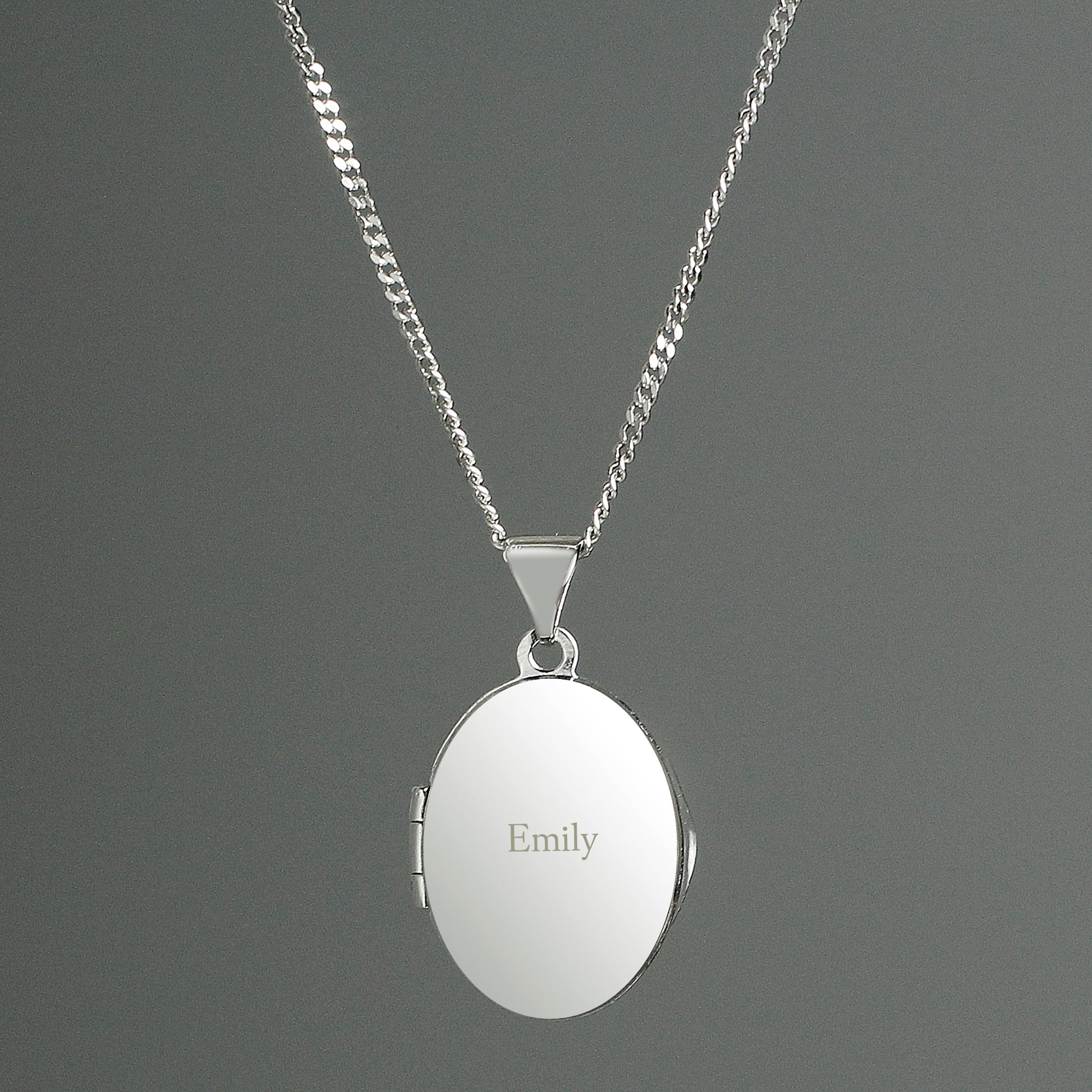 Personalised Name Only Sterling Silver Oval Locket Necklace - MK&JD Gifts
