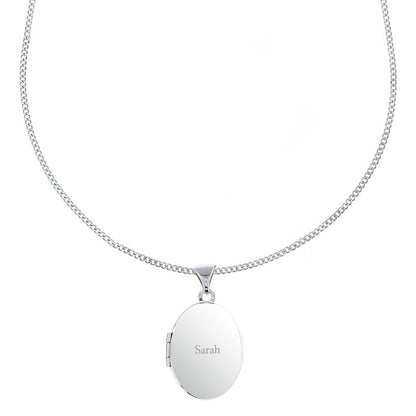 Personalised Sterling Silver Oval Locket Necklace - MK&JD Gifts