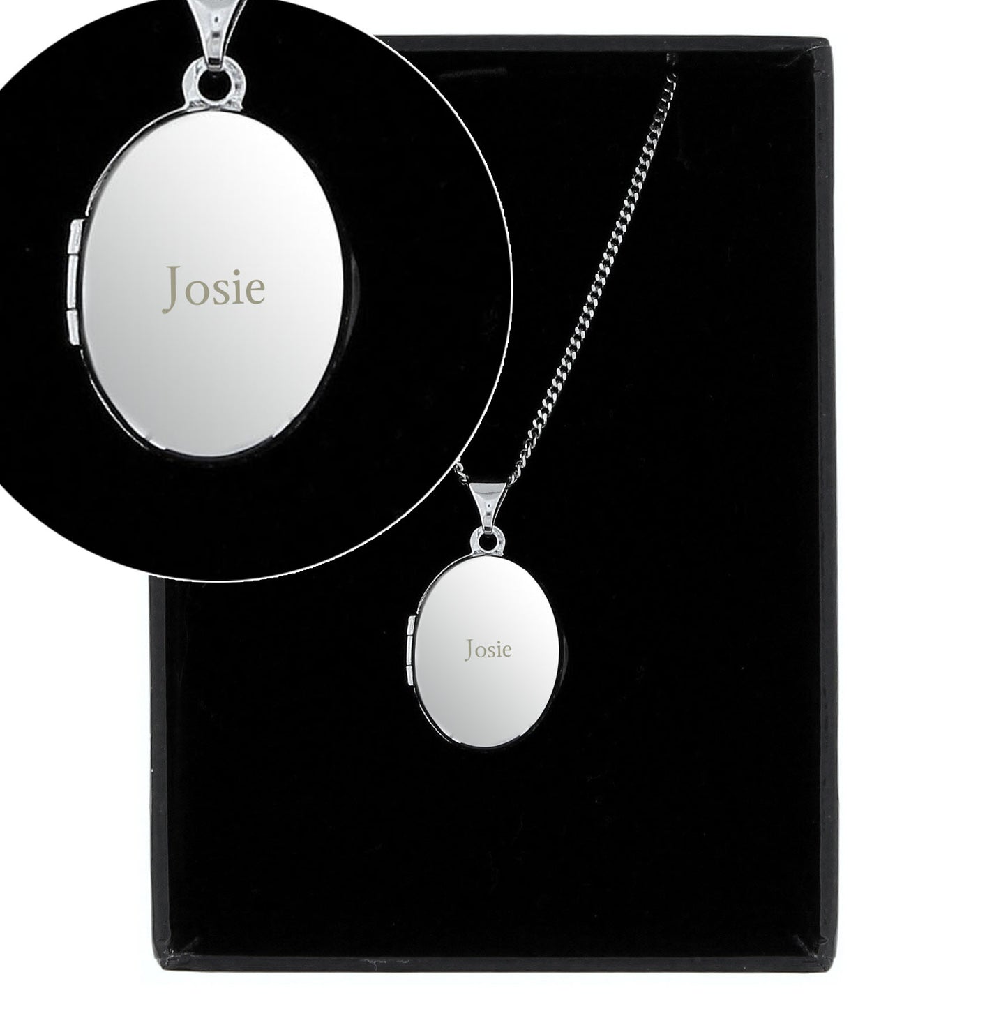 Personalised Sterling Silver Oval Locket Necklace - MK&JD Gifts