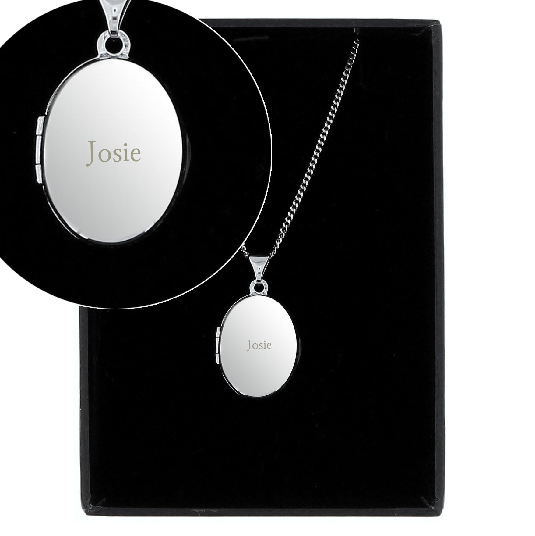 Personalised Sterling Silver Oval Locket Necklace - MK&JD Gifts