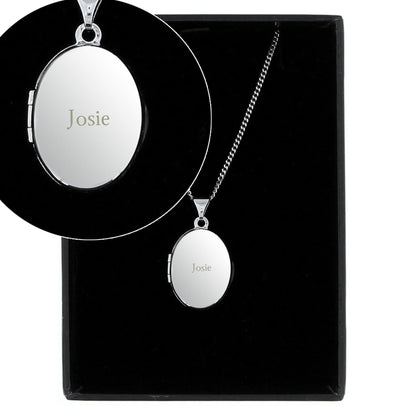 Personalised Sterling Silver Oval Locket Necklace - MK&JD Gifts