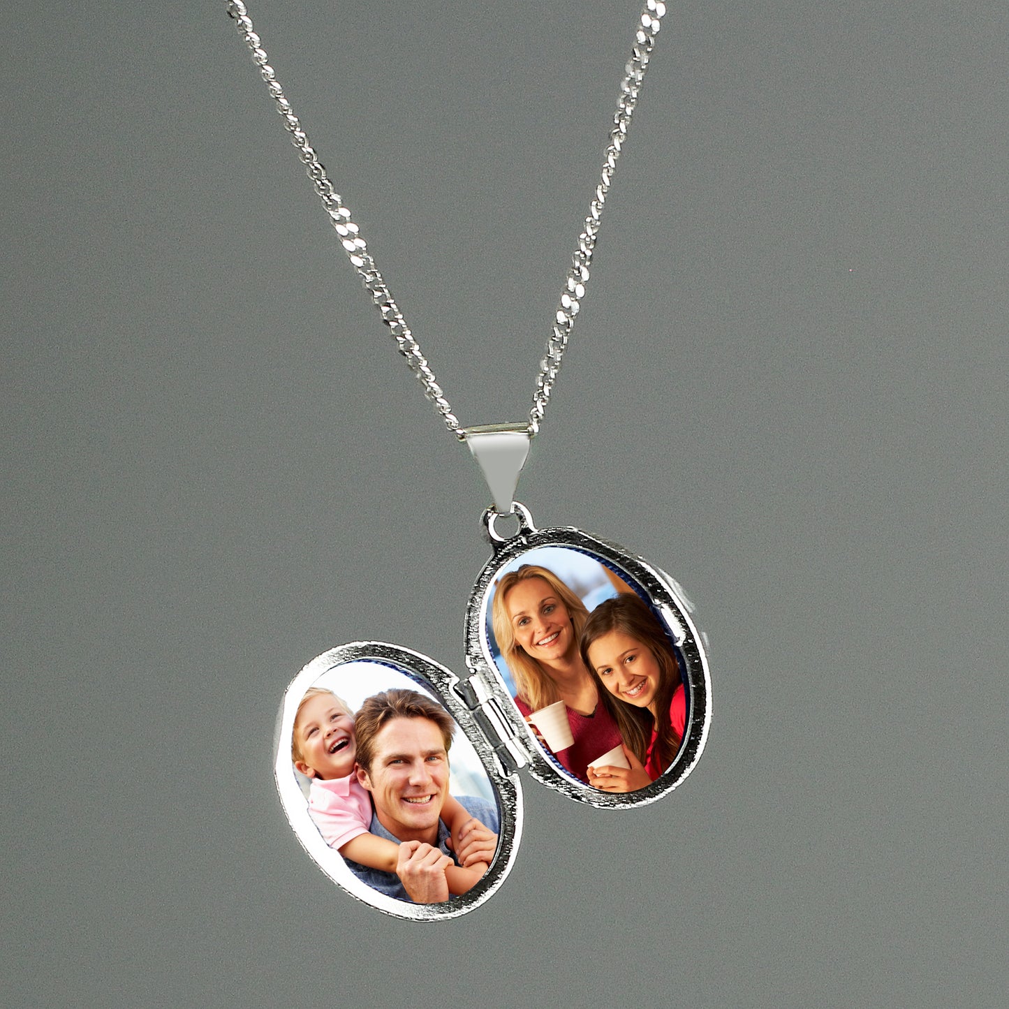 Personalised Sterling Silver Oval Locket Necklace - MK&JD Gifts