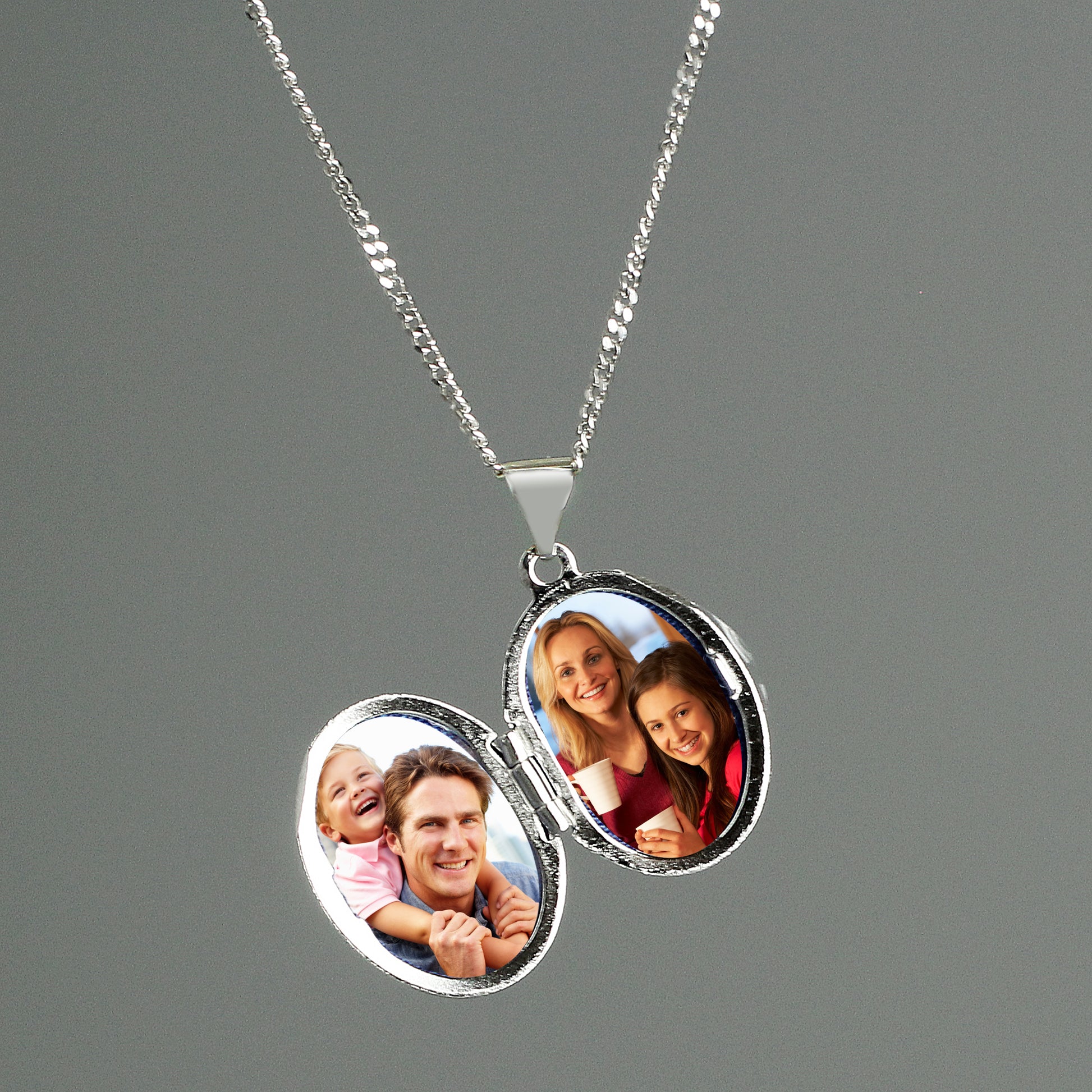 Personalised Sterling Silver Oval Locket Necklace - MK&JD Gifts