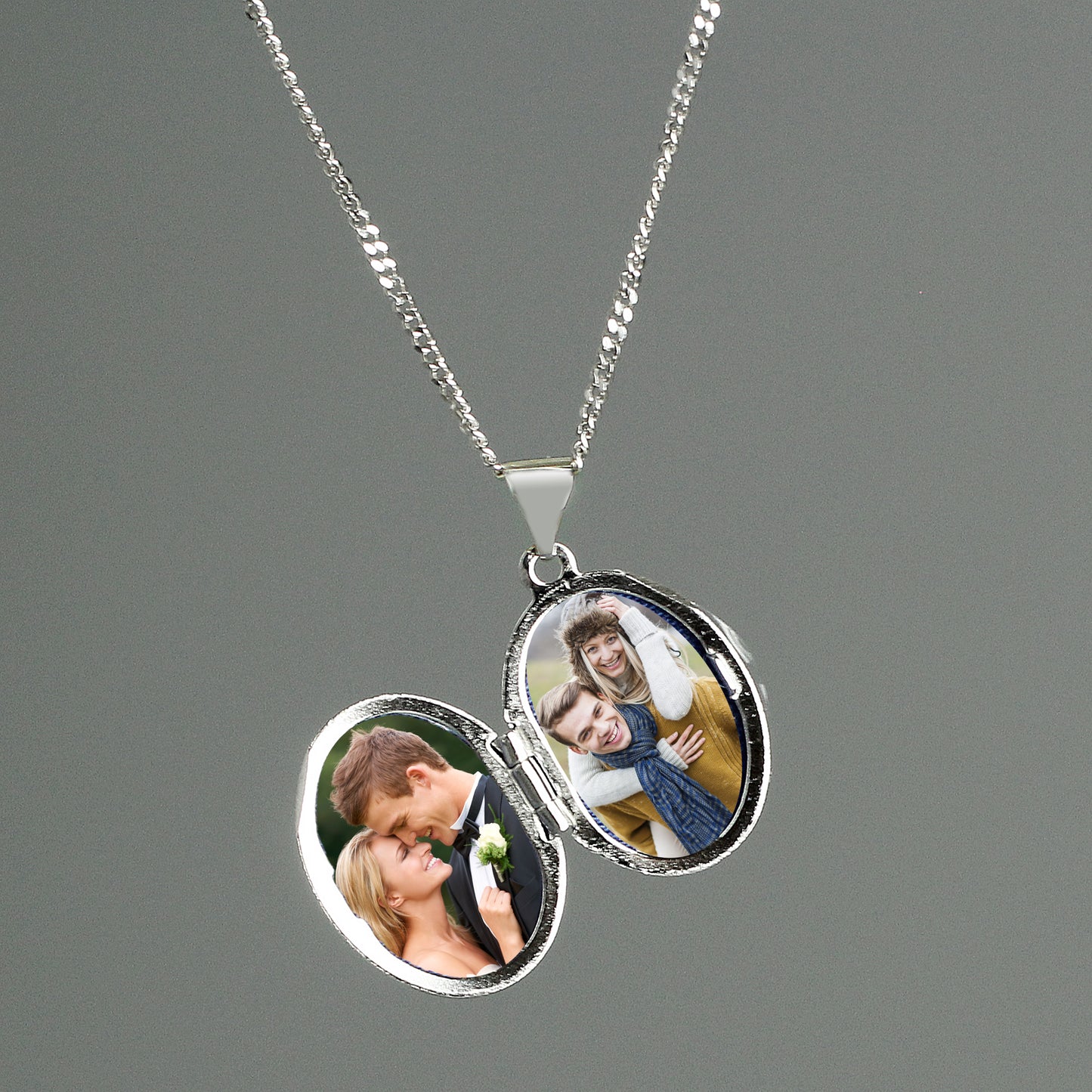 Personalised Sterling Silver Oval Locket Necklace - MK&JD Gifts