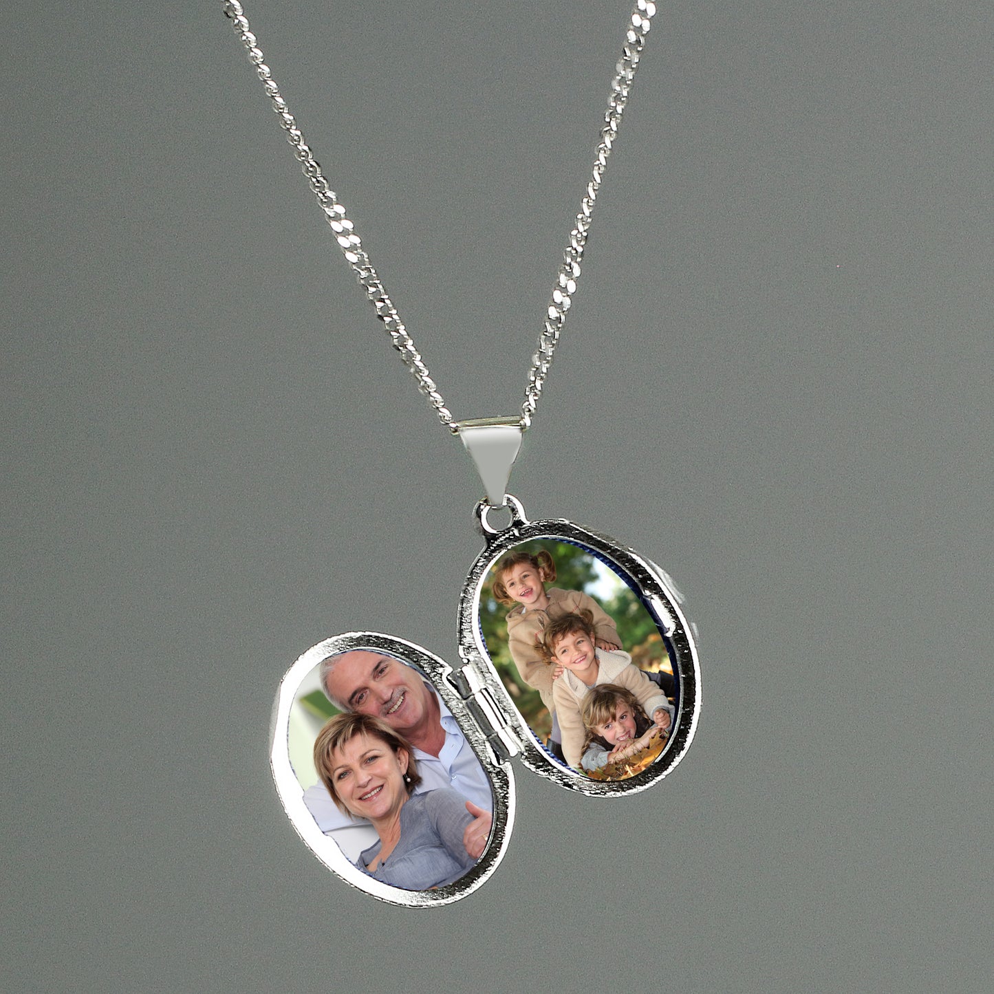 Personalised Sterling Silver Oval Locket Necklace - MK&JD Gifts