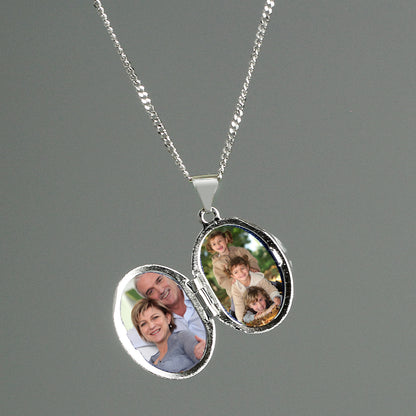 Personalised Sterling Silver Oval Locket Necklace - MK&JD Gifts