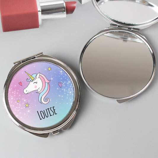 Personalised Unicorn Compact Mirror - MK&JD Gifts
