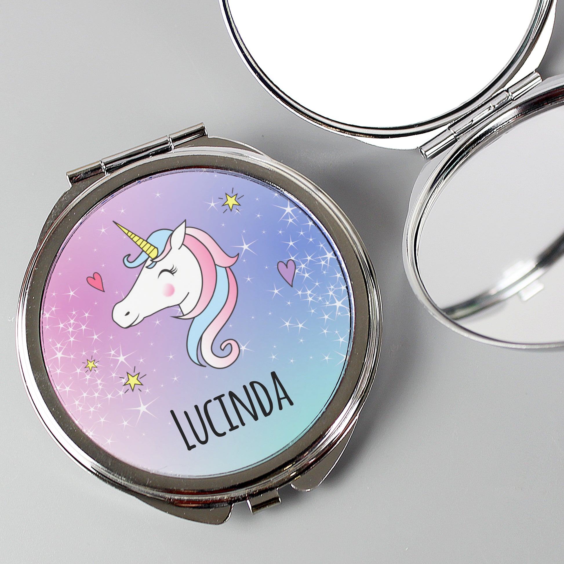 Personalised Unicorn Compact Mirror - MK&JD Gifts