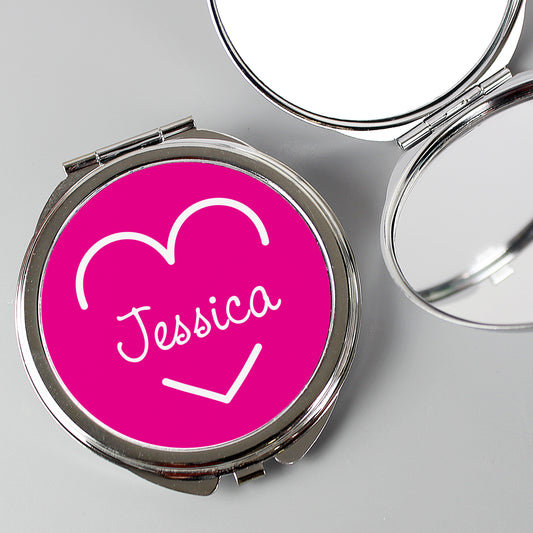 Personalised Pink Name Compact Mirror - MK&JD Gifts