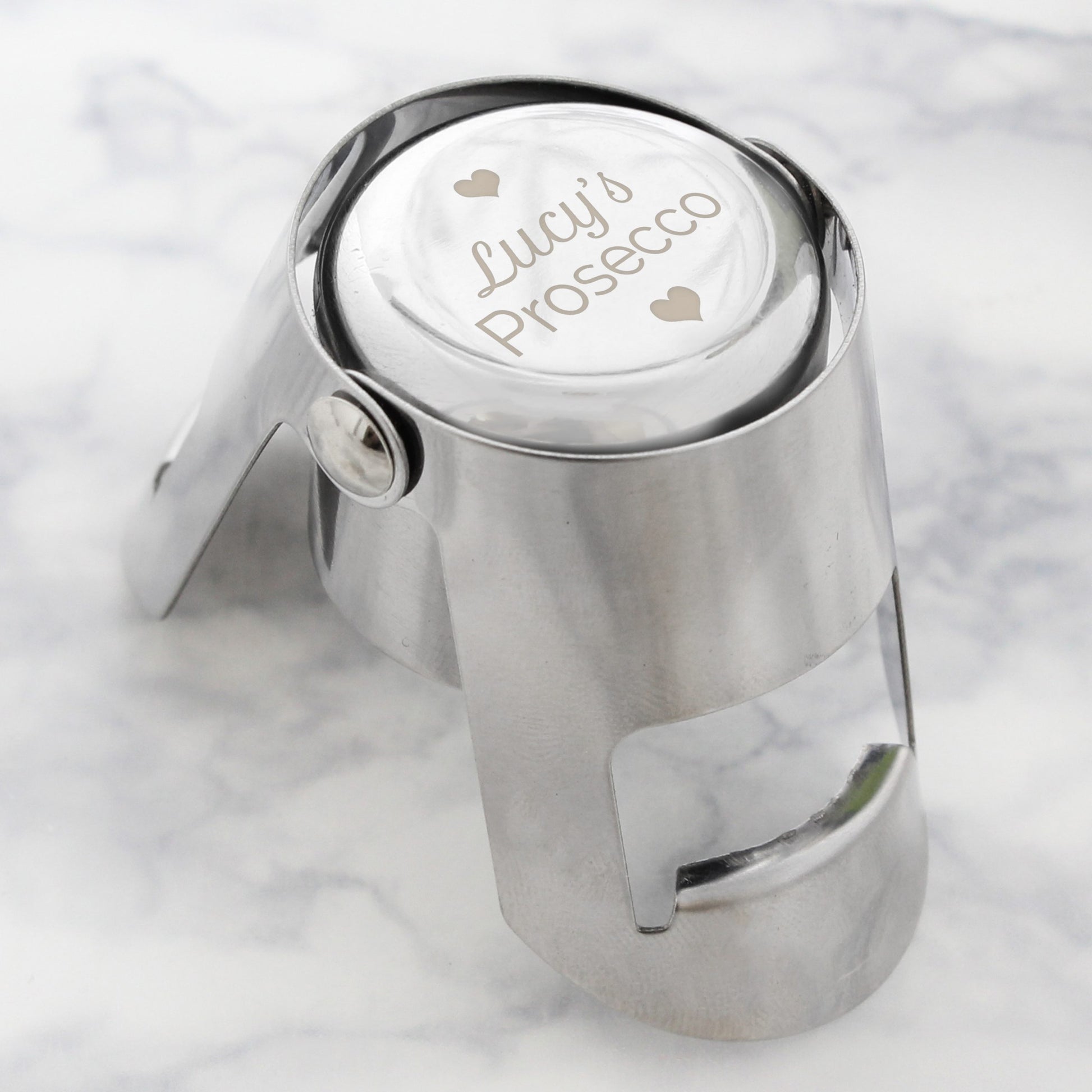 Personalised Heart Motif Prosecco Bottle Stopper - MK&JD Gifts