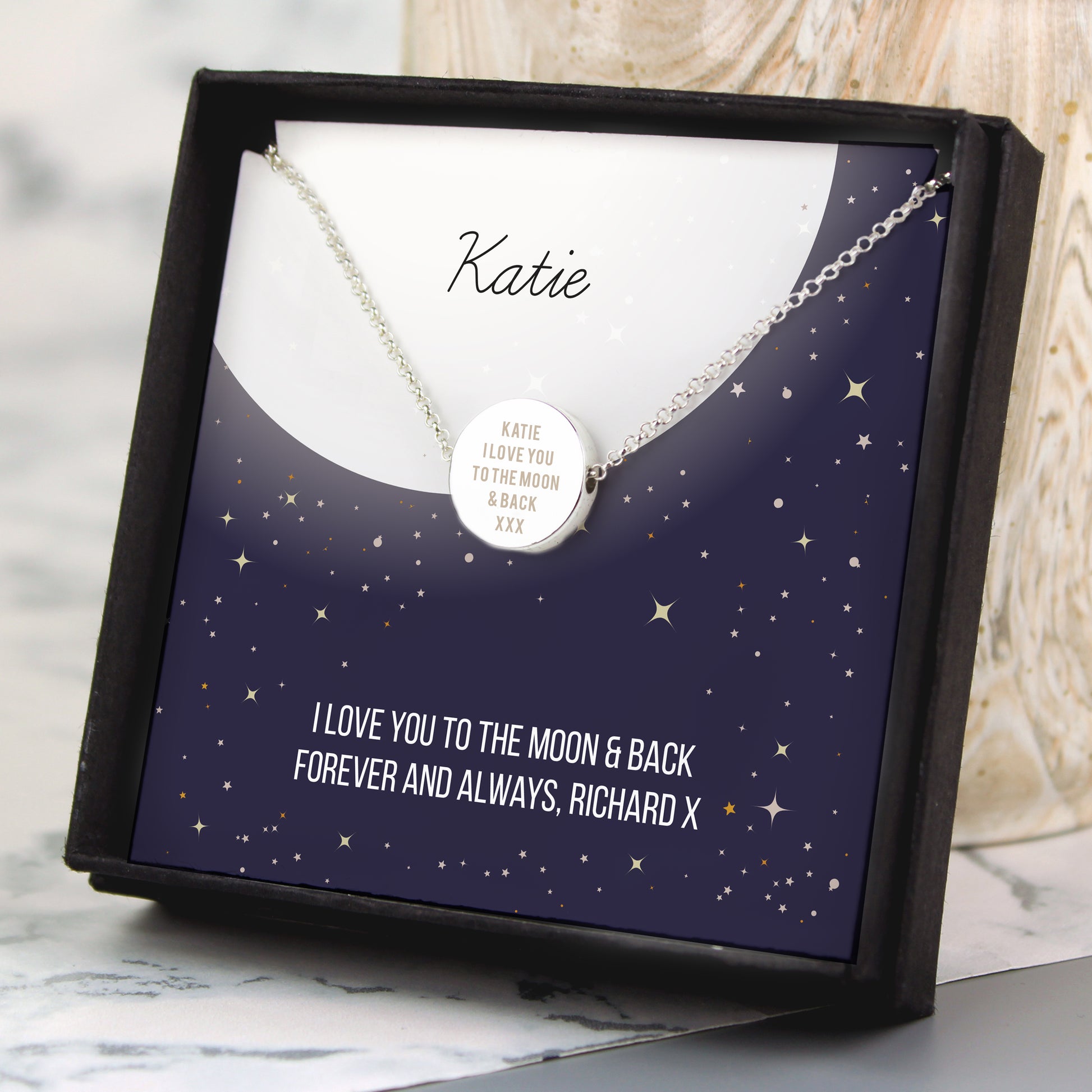 Personalised Sentiment Disc Necklace and Box - MK&JD Gifts