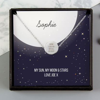Personalised Sentiment Disc Necklace and Box - MK&JD Gifts