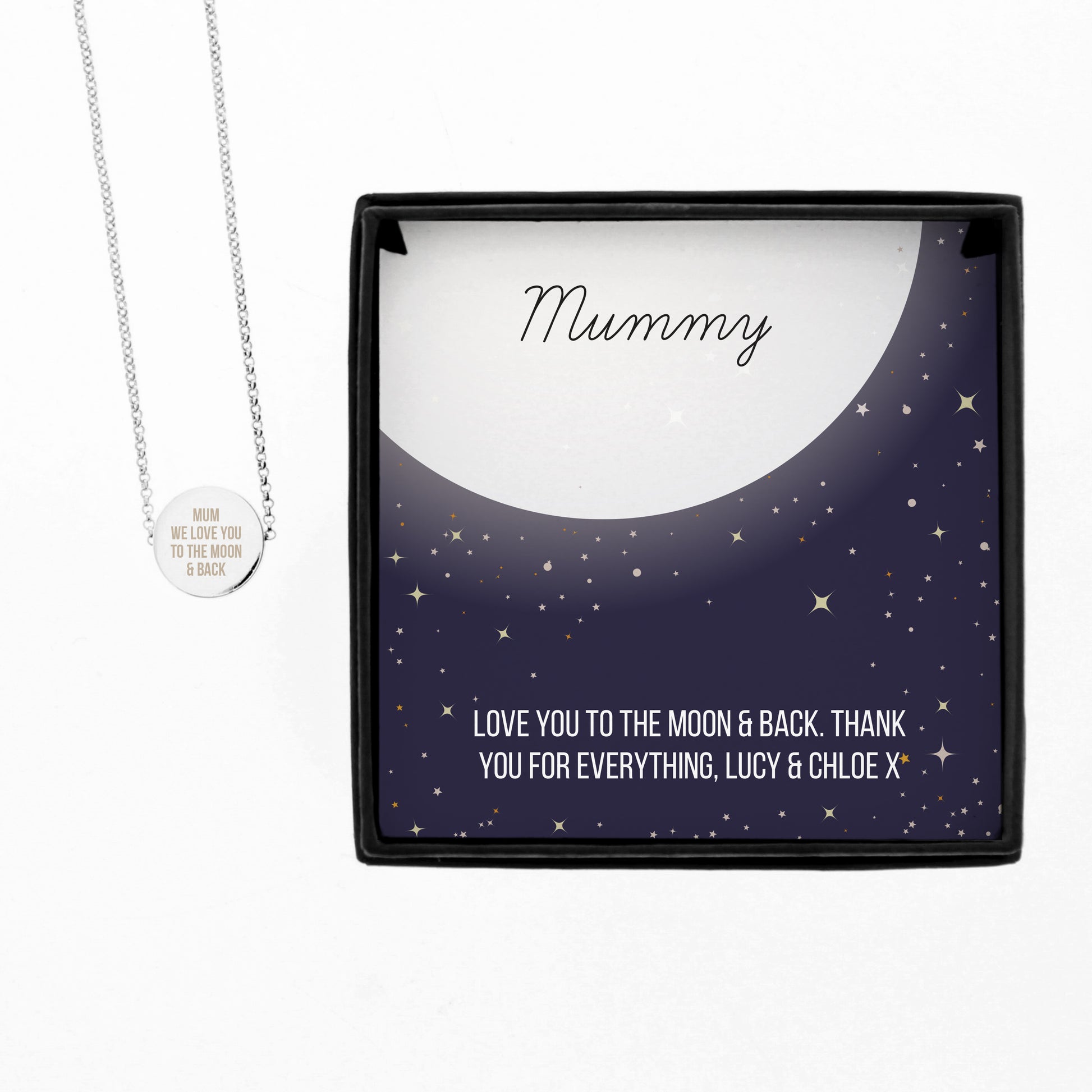 Personalised Sentiment Disc Necklace and Box - MK&JD Gifts