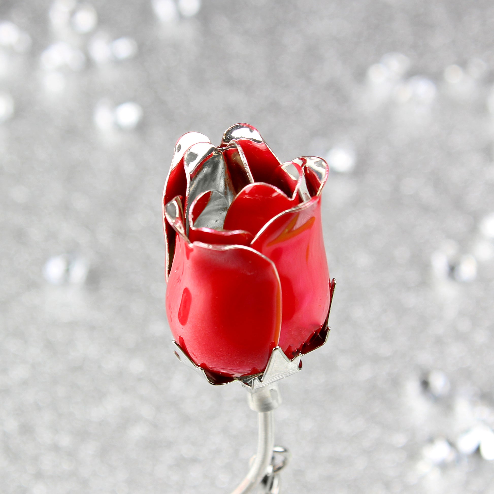 Personalised Swirls & Hearts Red Rose Bud Ornament - MK&JD Gifts